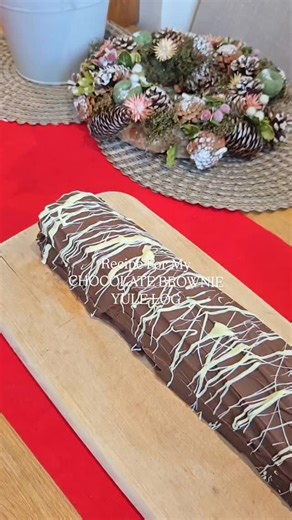You requested it, so here's the recipe: Chocolate Brownie Yule Log To make the brownie, combine 200g dark chocolate and 200g butter, then whisk 3 eggs with 270g sugar until light and fluffy. Sift 100g plain flour and 50g cocoa powder, and fold all ingredients together. Once fully combined pour into a square tin and bake for 25 minutes at 180c. Allow the brownie to cool, then break up and mix until a dough forms. Press into a clingfilm-lined rectangular baking tray. Create a ganache filling by me