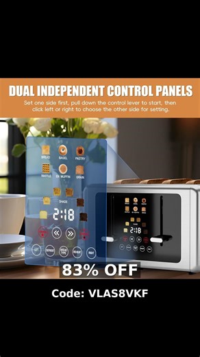 4 Slice Toaster, Touchscreen & Dual Independent Control Panel，5 Basic Functions & Digital…