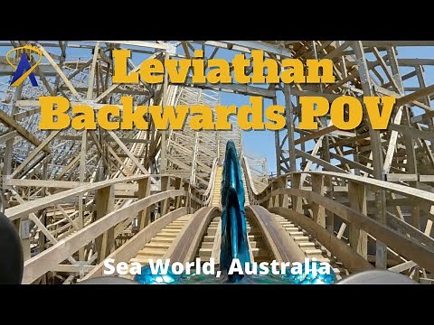 Backwards POV on Leviathan Roller Coaster at Sea World Australia