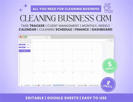 Cleaning Business CRM: Client & Task Tracker Google Sheet - Etsy
