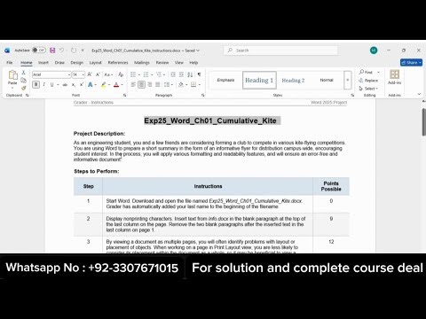 Exp25 Word Chapter 1 Cumulative – Agriculture | Pearson MyLab Word Grader (100%)