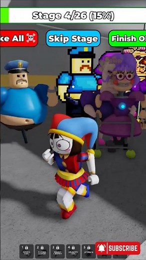 POMNI ESCAPES POLICE VS 8 BIT BOSSES PRISON RUN! 👮🎮 (Roblox Obby)