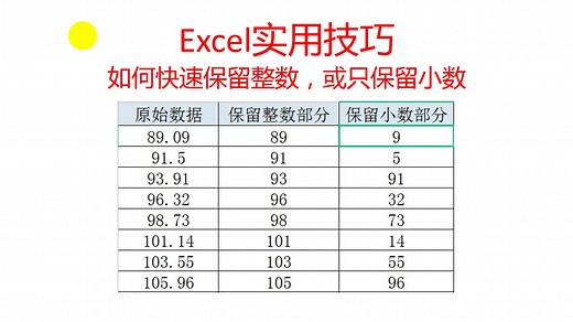 Excel实用技巧，如何快速保留整数，或只保留小数