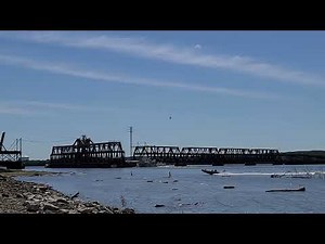 BNSF Swing Bridge Opening & A Barge