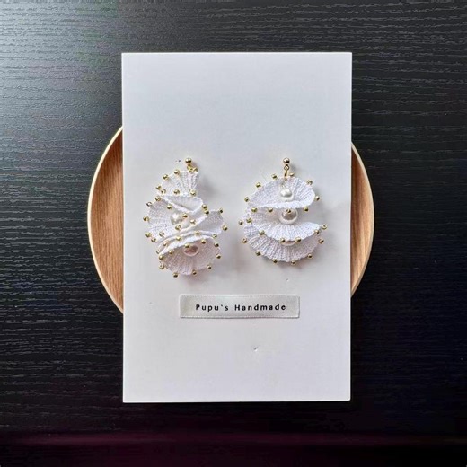 Handmade White Micro Crochet Flower Earrings With Pearl, Elegant Bridal Lace Earrings - Etsy