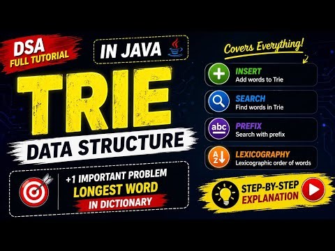 Trie Data Structure in Java 🔥 Insert,Search, Prefix + Longest Word in Dictionary | DSA #programming
