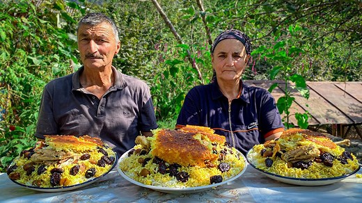 Traditional Azerbaijani Doseme Plov Cooked in the Village