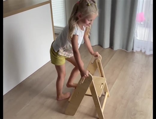 Birch Wood Toddler Step Stool: Folding Kitchen Step Ladder - Etsy