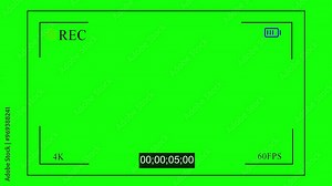 Digital camera recording screen overlay with viewfinder, settings, and timer for 4K video display.