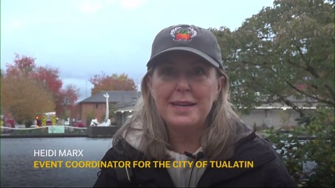 Giant floating pumpkin races draw thousands to annual event in Oregon