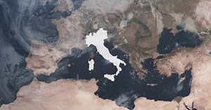 Italy Highlighted Outline with a white Border Map - zooming from space to Italy
