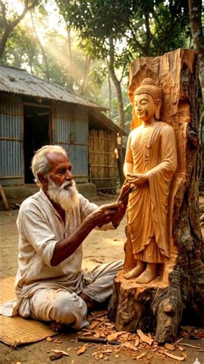 Buddha | Old Wood Carver Transforms into Monk | #artandcraft #woodart #artwork #buddha #buddhism