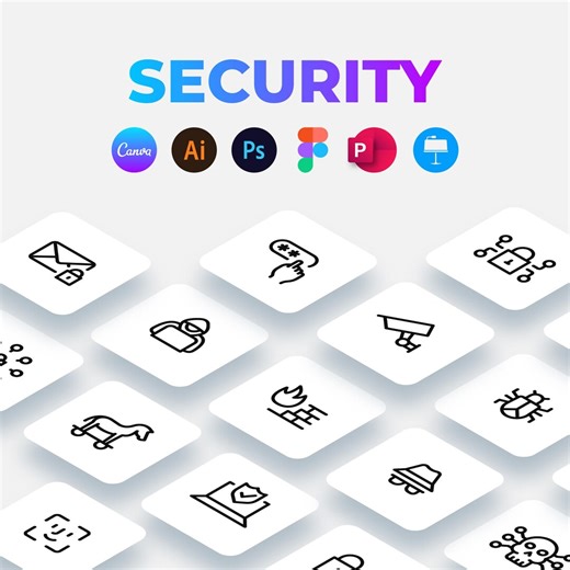 Security Outline Icons Pack (50) | Cyber Safety & Privacy Icons for Canva, Powerpoint, Figma, SVG, PNG - Etsy