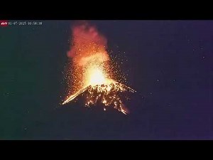 Jan 7, 2025: Fuego Volcano Erupting at Night in Guatemala