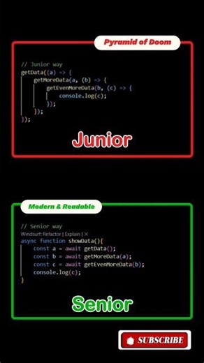 Stop using Callbacks! Async/Await is the Senior way 🐍⚡ #Shorts #JavaScriptTips #coding