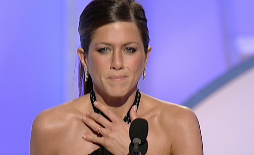 Come for Jennifer Aniston's Golden Globes speech from 17 years ago, stay for the special shout out to her Friends and Brad Pitt's reaction to her win. https://eonli.ne/35sz3eg | E! News