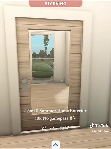 Summer house again?!?! But resized version hehe . This only costs 10k (Exterior) 1 bath room, 1 bedroom, A kitchen and a living room this is perfect for beginners [happy] #2024 #Nogamepass #Bloxburg #summer #TikTok #Roblox #fyp #10000 #meikuooo #meikoo #meikoobloxburg #Welcometobloxburg #Home #Smallhome #Friendly #Beginnerfriendly #Affordable #Cute #Pretty #Green #White #Beige #Plant #Vine