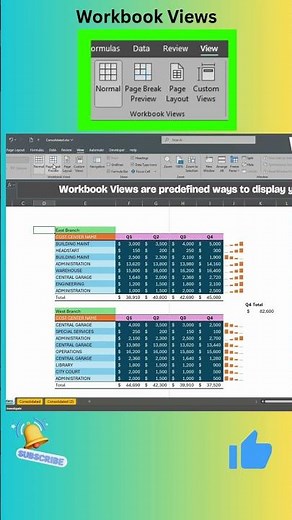How to display Workbook Views in Excel (Located on the View Tab)?