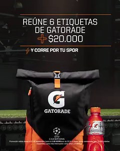 ¿Quieres la nueva Sportbag de Gatorade ⚡️? Reúne tus etiquetas y corre por la tuya, antes que se agoten 💪🏃. ¡No pares hasta tenerla! Promoción válida del 21 de septiembre al 6 de noviembre o hasta agotar existencias. Presentando 6 etiquetas de Gatorade líquido (presentaciones de 500ml o 591ml o 1L) más COP$20.000 en los puntos autorizados de Envía, podrás reclamar 1 de las 79.000 maletas. Únicamente podrán redimirse en 1 mismo punto de atención de Envía máximo 1 maleta por persona cada día y s