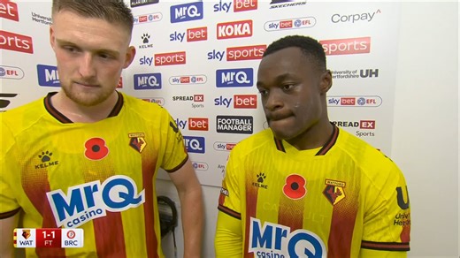 Watford's Mattie Pollock and Marc Bola react to their 1-1 draw with Bristol City 🎙️🦌 | Sky Sports Football