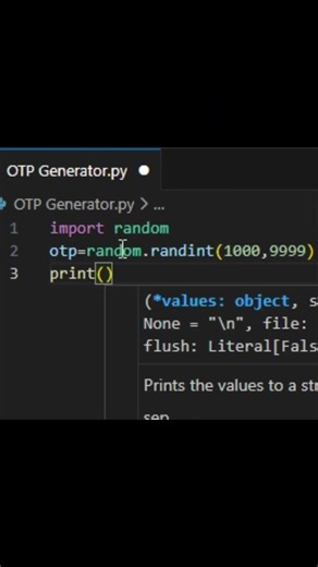 Python OTP Generator | 4 Digit OTP in 3 Lines #coding #python #pythonprogramming #otp #SHCK