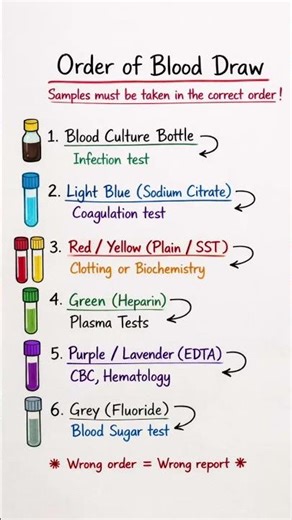 Order of blood 🩸draw🔬 #labtechnician #education #science