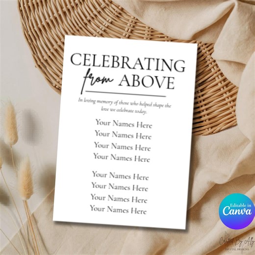 Wedding Memorial Table Sign Template, Editable Canva, In Loving Memory Printable