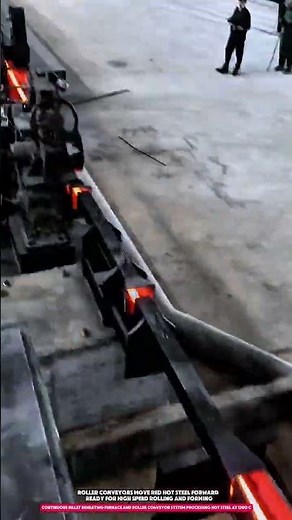 continuous billet reheating furnace and roller conveyor system processing hot steel at 1200 c