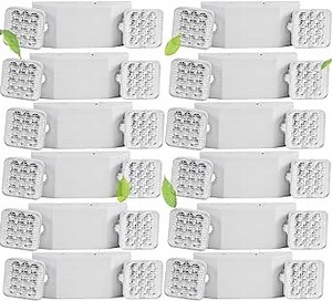 12 Pack LED Emergency Light Fixture, Commercial Emergency Lights with Battery Backup, Square Two Head Adjustable LED Emergency Lighting for Power Failure Business, Emergency Exit Light AC 110V-277V
