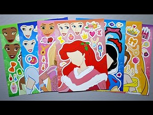 Paper DIY 👑 Disney Princess Make a Face Stickers! DIY Sticker Activity with Ariel, Cinderella