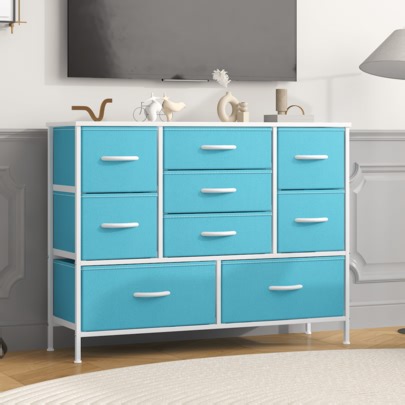 Chest Of Drawers, Large Dressers With Metal Frame And MDF Wooden Top Board, Adjustable Feet, Anti-Tip Safety, Storage Unit With 9 Drawers For Bedroom, Living Room, Closet, Office | SHEIN