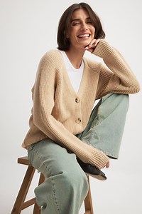 Oversized Knitted Cardigan Beige