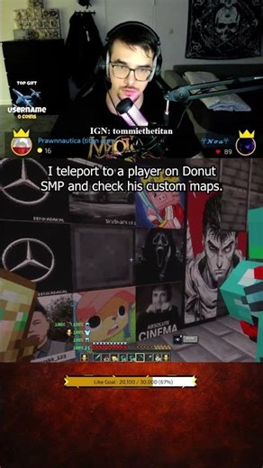 Teleporting to a random player on Donut SMP and finding a crazy collection of custom maps.