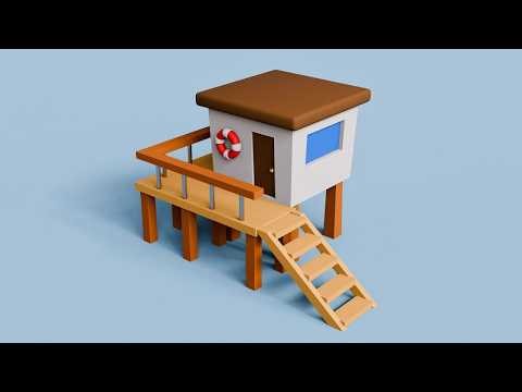 Lifeguard Tower Stylized 3D Modeling Tutorial Made in Blender [ Nyx Blender3D ]