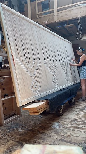 Artforum on Instagram: "Peg Woodworking has been exploring how traditional weaving techniques can live at architectural scale. This piece was designed for a custom project and handwoven in their Brooklyn studio, combining texture, rhythm, and form to create something both functional and sculptural."