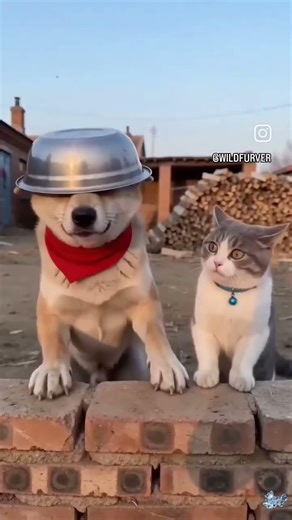 Funny Cat Dog credit to the editor #cat #kitten #dog #funnyanimals #funnycat #cutedog