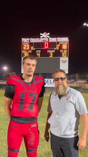 MVP (Round 2) Logan Flaherty‼️💪🏻🏴‍☠️ Logan broke the all time Passing TD record held by Coach Logan “Bear” Rogers now over 70 passing TDs Pastor Rusty talks with Logan and Head Coach Jordan Ingman after our 23-18 win over Clearwater in the 2nd round of the playoffs ‼️🏴‍☠️ Next Week: Round 3 Regional championship @ Tampa Jesuit #75forever #eatoffthefloor | PCHS Pirates Football