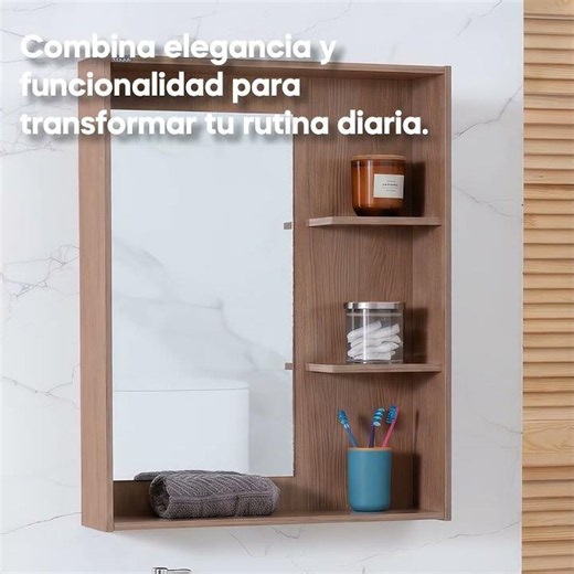 Mobi Muebles - Espejo y Mueble para Baño Sedona Disponible en color Nogal