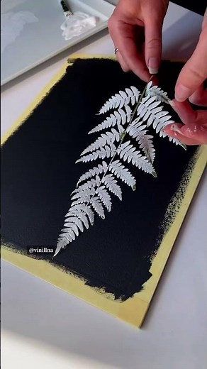 Fall trees painting using fern leaves ✨