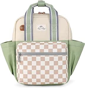 Itzy Ritzy Toddler Backpack - Daycare Bag - Features Adjustable Shoulder Straps, 2 Side Pockets & Spacious Interior with Wipeable Fabric Lining & Name Label, Checkerboard Backpack