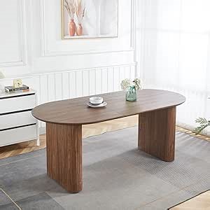 59"-90.55" Long Oval Extendable Dining Table for 6 8 10 12,Large Wooden Expandable Dining Table w/Double Column Base,Modern Farmhouse Expanding Kitchen Table for Dinner Party Family Gathering,Walnut