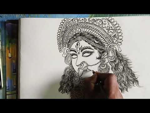 maa kali face drawing easy step by step #drawing@RongdhonuArtandDrawing @SanjuArts7