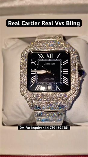 Moissanite Cartier Santos Black Face — Better Than Real? 👀💎 #cartier #watch #billionaire #business