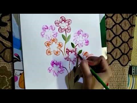 Drawing with Banana stem|Making beautiful flowers withBanana stem printing