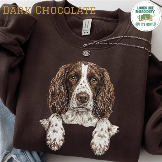 Springer Spaniel Sweatshirt, Unisex Printed Embroidery Look Dog Memorial Sweater - Etsy