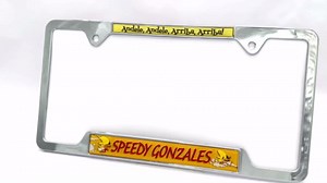 Elektroplate Officially Licensed – Looney Tunes Speedy Gonzales Chrome-Plated All-Metal Open Corner License Plate Frame Tag Holder for Cars/SUVs/Trucks Weather-Proof Automotive Accessory