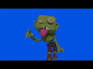 Zombie 3D Cute animation FREE Greenscreen VFX ◈ Funny Halloween Effects [blue background]