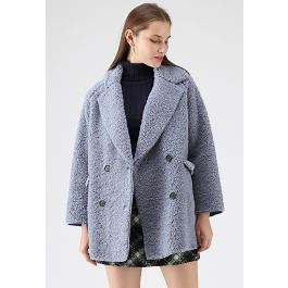 Out with A Sherpa Coat in Dusty Blue