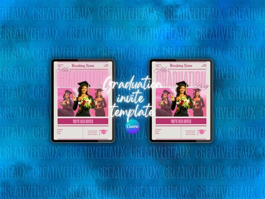 Newspaper Graduation Invitation Canva Template | Save the Date 2026 | Grad Party Announcement | Grad Flyer | Class of 2026 | 5x7 Pink Invite - Etsy