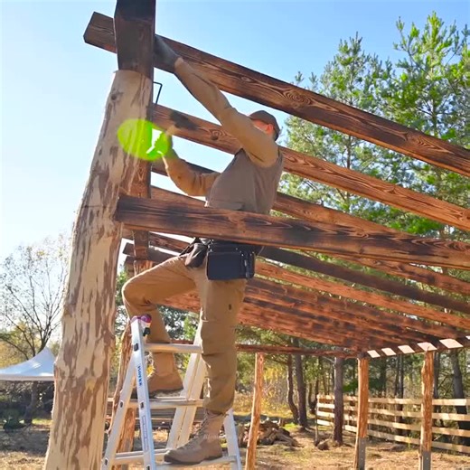 Building a Shed for my FARM, Installation of a LARGE METAL ROOF First Winter. #bushcraft #build #forestcabin #wilderness